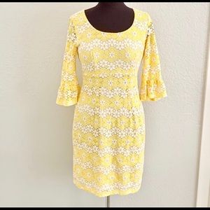 RABBIT RABBIT RABBIT yellow white lace dress sz 6